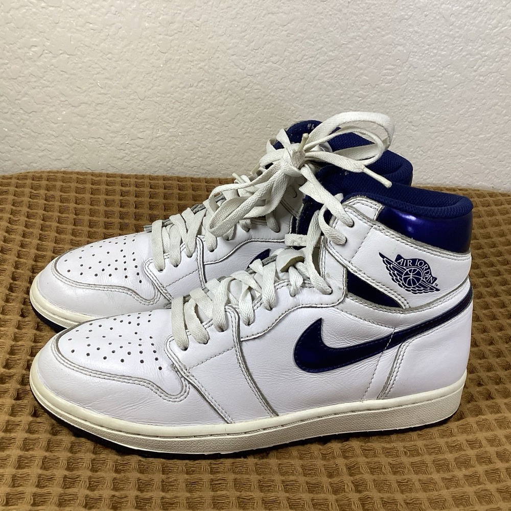 Nike Air Jordan 1 Retro High OG Mens Sz 8.5 "Metallic Navy' Sneakers 555088-106